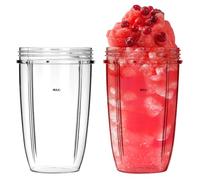 QWORK Lot de 2 gobelets de rechange de 700 ml pour Nutribullet - Compatible avec les mélangeurs/mélangeurs de 600 W et 900 W, en plastique de qualité alimentaire, passe au lave-vaisselle