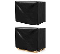 QWORK Lot de 2 housses de palette robustes en polyéthylène imperméable pour extérieur, 12 mm d'épaisseur, 1,2 m x 1,5 m x 1,2 m, rouleau perforé, protège les palettes, les unités de climatisation, les générateurs, les meubles de terrasse, noir