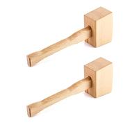QWORK Lot de 2 maillets en bois, 24,1 cm, marteau à glace manuel en hêtre massif, marteau de menuisier