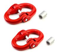 QWORK Lot de 2 maillons de couplage G80 en alliage d'acier - 3/8" - Connecteur de chaîne de verrouillage à marteau - Charge maximale de 3220,5 kg - Rouge