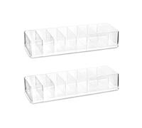 QWORK® Lot De 2 Makeup Organizer, Rangement Palette Maquillage Fard A Paupiere en Acrylique, Rangement Rouge A Levre, 8 Compartiments
