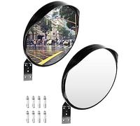 QWORK® Lot de 2 Miroir Convexe avec Support, Miroir de Sécurité pour Allées, Sortie Garage (Ø30cm)
