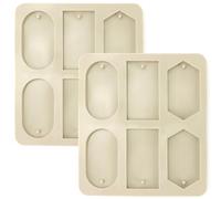 QWORK Lot de 2 moules rectangulaires en silicone pour cire et résine époxy durable avec trous de suspension pour porte-clés, fabrication de bijoux et travaux manuels