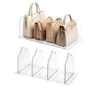QWORK® Lot de 2 Organisateur et Séparateur Transparent Réglable pour Sacs à Main, Offrant 7 Compartiments - Rangement Pratique en Plastique Épais