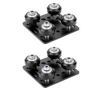 QWORK Lot de 2 petites plaques de roue en V avec roue, 65 mm x 65 mm pour plaque profilée en aluminium 2020 V, pièces d'imprimante CNC et 3D