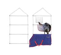QWORK Lot de 2 porte-couvertures pour chevaux - 60 x 115 cm, en acier inoxydable robuste à 4 rails de rangement à suspendre pour couvertures, serviettes, coussinets, selle, organiseur résistant à la