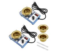 QWORK Lot de 2 pots à souder 150 W 110 V 50 mm Plaque en titane pour bain à souder Capacité 500 g 200-450 °C Comprend un pot supplémentaire de 50 mm et un grattoir à pâte à souder pour soudure et bain