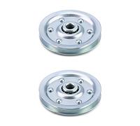 QWORK Lot de 2 Poulie Universelle à Gorge en V, Poulie de Câble en Acier pour Porte de Garage, Équipement de Gym et Systèmes de Transmission, 215 kg