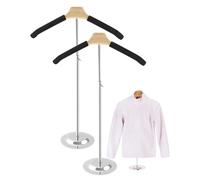 QWORK Lot de 2 présentoirs réglables en métal avec base en bois stable - Noir, mousse et fil de suspension - Plage de hauteur 40,6 cm à 71,1 cm pour vente au détail de vêtements, salons d'artisanat et