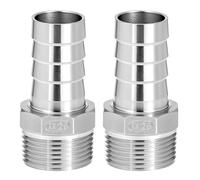 QWORK Lot de 2 raccords cannelés en acier inoxydable 304, cannelure de 2,5 cm x filetage mâle NPT de 2,5 cm, connecteur de réparation de tuyau d'air pour carburant et eau