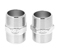 QWORK Lot de 2 raccords hexagonaux en acier inoxydable 304, 2,5 cm mâle x 2,5 cm NPT, connecteur droit de 2,5 cm