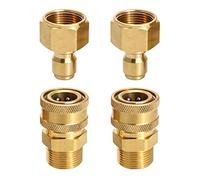 QWORK® Lot de 2 Raccords rapides en laiton pour nettoyeur haute pression , M22 3/8" adaptateur de connexion rapide , raccord de pistolet de pulvérisation de voiture
