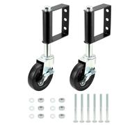 QWORK® Lot de 2 roues robustes de 10 cm, roue de portail à ressort, capacité de charge de 100 kg, avec frein à verrouillage latéral