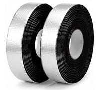 QWORK Lot de 2 rubans isolants de tuyau de 20 m en mousse auto-adhésive de 5,1 cm x 10 m avec feuille d'aluminium, protecteur thermique ignifuge pour protection de tuyau en extérieur hiver et été