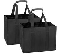 QWORK® lot de 2 sacs à bouteilles, pour 12 bouteilles de 1,5 L, en tissu Oxford indéchirable avec séparateurs et poignée de transport, sac de transport pliable pour courses et camping, 45 x 27 x 27 cm