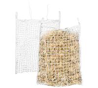 QWORK Lot de 2 sacs à foin à alimentation lente de qualité supérieure - 89 x 78 cm - Corde tissée en polyéthylène - Diamètre du trou de 2,8 cm - Idéal pour les chevaux, les chèvres et plus encore