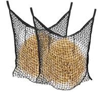 QWORK Lot de 2 sacs à foin à alimentation lente pour chevaux et chèvres - 89,9 x 78,7 cm - Corde tressée en polyéthylène - Noir - Design d'alimentation lente - Réduit la perte de foin - Idéal pour les