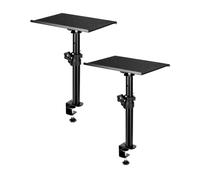 QWORK® Lot de 2 Support de Bureau pour Enceinte avec Pince de Table - Angle d'inclinaison +/-15° - Hauteur réglable 35-59 cm - capacité de Charge 30 kg