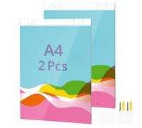 QWORK Lot de 2 supports de panneau en acrylique de 21,6 x 27,9 cm, support mural et cadre publicitaire en plastique avec ruban adhésif et vis de montage