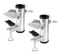 QWORK Lot de 2 supports de serrage polyvalents en acier pour parapluies, drapeaux et bâtons de pêche - Compatible avec les surfaces de 0 à 5 cm d'épaisseur - Tube de 3,8 cm de diamètre - Maintien sûr
