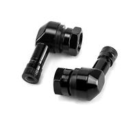 QWORK Lot de 2 Tiges de Valve de Pneu à 90 Degrés, Valves d’Angle Tubeless en Aluminium pour Moto et Vélo, Noir