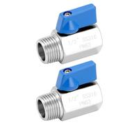 QWORK Lot de 2 valves en ligne NPT 316 de 1,27 cm en acier inoxydable, mini vanne d'arrêt à boisseau sphérique, raccord de tuyau fileté NPT femelle x mâle