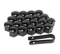 QWORK® Lot de 20 cache ecrou de roue de voiture, 21 mm de largeur hexagonale, universels, en plastique, avec clip de démontage, noir