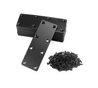 QWORK Lot de 20 plaques de réparation plates en métal de 14 x 5 cm, équerre de fixation droite à angle droit, connecteur de support plat avec vis, pour meubles en bois, étagères