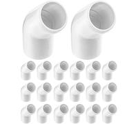 QWORK Lot de 20 raccords coudés en PVC de 1,9 cm à 45 degrés, 2 voies, qualité meubles, pour la construction de meubles et de structures en PVC, blanc