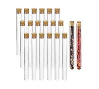 QWORK Lot de 20 tubes à essai avec bouchon en liège 16 x 150 mm 20 ml en plastique transparent pour mariage, fleurs, sels de bain, décoration de la maison