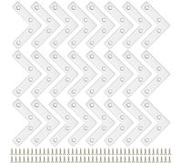 QWORK® Lot de 24 équerres plates en L, 60 mm x 60 mm equerre fixation plate , en acier inoxydable, avec vis, pour la réparation de meubles