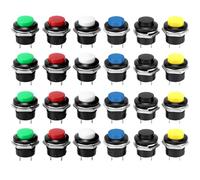 QWORK® Lot de 24 Interrupteurs à Bouton-Poussoir Momentané 16 mm - 3A 250V AC 2 Pôles - Assortiment de 6 Couleurs
