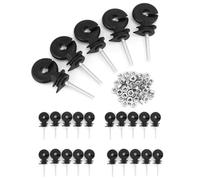 QWORK® Lot de 25 Isolateurs Annulaires pour Clôture Électrique, Filetage Métrique 6 mm x 36 mm, pour Fil, Corde et Ruban jusqu’à 10 mm