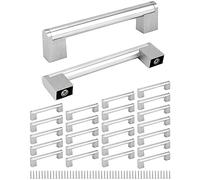 QWORK® Lot de 25 Poignée de Meuble Cuisine - 150 mm, Acier Inoxydable Brossé - Trou à Trou Centre Distance 128 mm (Argent)