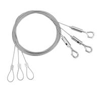 QWORK® Lot de 3 fils de suspension robustes de 2 m de diamètre 1.5 mm avec crochets verrouillables pour cadres, miroirs, lampes, rideaux et plus encore, supporte jusqu'à 30 kg