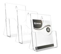 QWORK® Lot de 3 supports de brochures A5 en acrylique transparent - Support mural à double usage et affichage de prospectus de comptoir pour restaurants, bureaux et réceptions