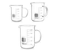 QWORK Lot de 3 tasses à mesurer en verre borosilicate (500 ml + 1000 ml + 250 ml) avec poignée, bec verseur en forme de V, gobelet doseur