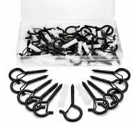 QWORK Lot de 30 crochet a visser, crochets à vis pour l'extérieur, crochets à visser avec boucles de sécurité, pour plantes suspendues, carillons éoliens, cage à oiseaux