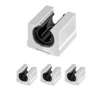 QWORK® Lot de 4 Bloc Linéaire de Glissière à Roulement SBR20UU,en aluminium à roulement linéaire pour l'imprimante 3D d'arbre/tige de 20mm, machine de gravure