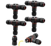 QWORK® Lot de 4 boîtes de jonction étanches IP68, connecteur de câble à 3 voies, connecteur de câble en forme de T, adapté aux câbles de 3 à 12 mm