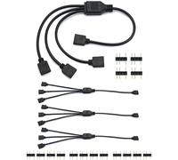 QWORK Lot de 4 câbles répartiteurs ARGB de 299,7 cm 5 V 3 broches adressables RVB, 1 vers 4 femelle vers femelle, 1 prise vers 3 prises pour refroidisseurs de processeur et ventilateurs ARGB 5 V