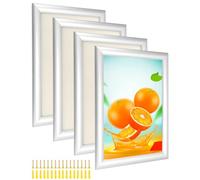 QWORK Lot de 4 cadres à clipser A4 en aluminium anodisé avec coins en onglet pour photo, document ou certificat, argenté