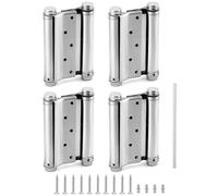 QWORK Lot de 4 charnières de porte pivotantes robustes en acier inoxydable de 12,7 cm à fermeture automatique, charnières de porte à ressort double action, broches et vis incluses
