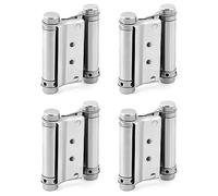 QWORK Lot de 4 charnières de porte robustes en acier inoxydable à fermeture automatique de 7,6 cm, charnières de porte à ressort double action