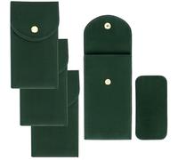 QWORK Lot de 4 étuis de voyage de luxe en velours avec boucle en cuivre, vert, 13 × 7 cm, sac de protection portable double couche pour homme, 4 pièces