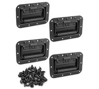 QWORK Lot de 4 grandes poignées encastrées à ressort avec vis, en acier durable avec poignée en caoutchouc, idéales pour les armoires, tiroirs, et plus encore