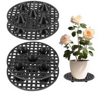QWORK® Lot de 4 grilles de drainage en plastique, coussin rond en maille pour pot de fleur de 20 cm, grille de drainage pour support de pot de fleur