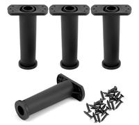 QWORK® Lot de 4 Pieds de Meuble réglables en Hauteur avec Socle - Hauteur 15 cm à 25 cm, diamètre 3,8 cm - idéal pour Les Lits, canapés et Plus