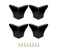 QWORK® Lot de 4 Pieds de Meubles avec Patins Antidérapants - Acier Robuste - 10cm Noir - Charge Max de 400kg
