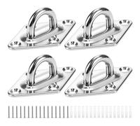 QWORK® Lot de 4 plaques à Oeil pour Crochet de Plafond, 6 mm (1/4") Boulon àœil en Acier Inoxydable 316 avec vis, ancrage à Plaque Robuste pour Bateau Marin Yogo Hammock